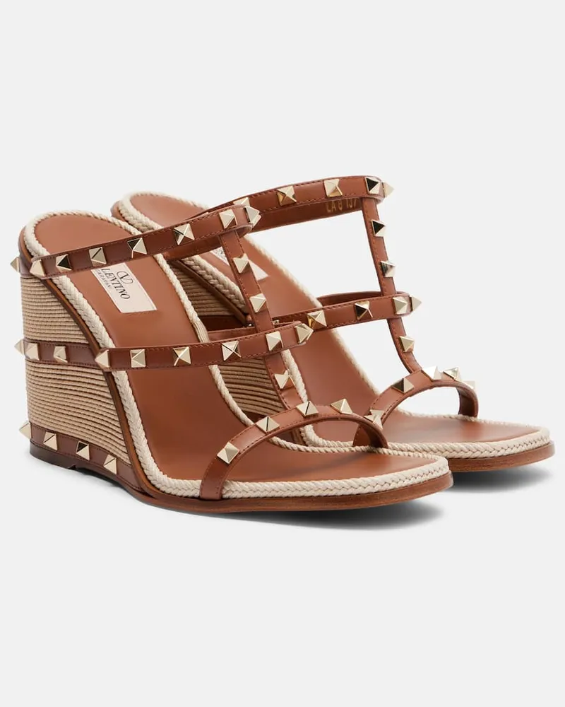 Valentino Garavani Espadrille-Sandalen Rockstud aus Leder Braun