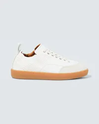 Dries van Noten Sneakers aus Leder mit Veloursleder Weiss