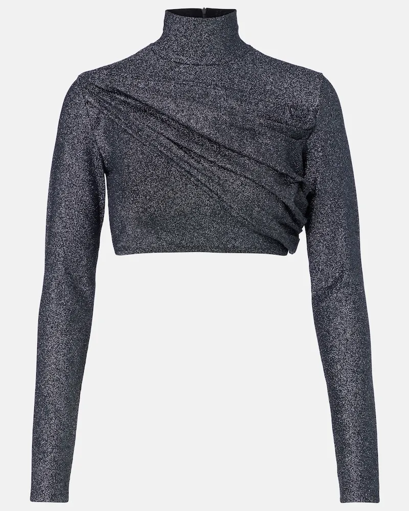 Gucci Cropped-Top aus Lamé Silber