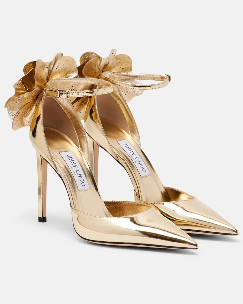 Jimmy Choo Pumps Marja 100 aus Metallic-Leder Gold