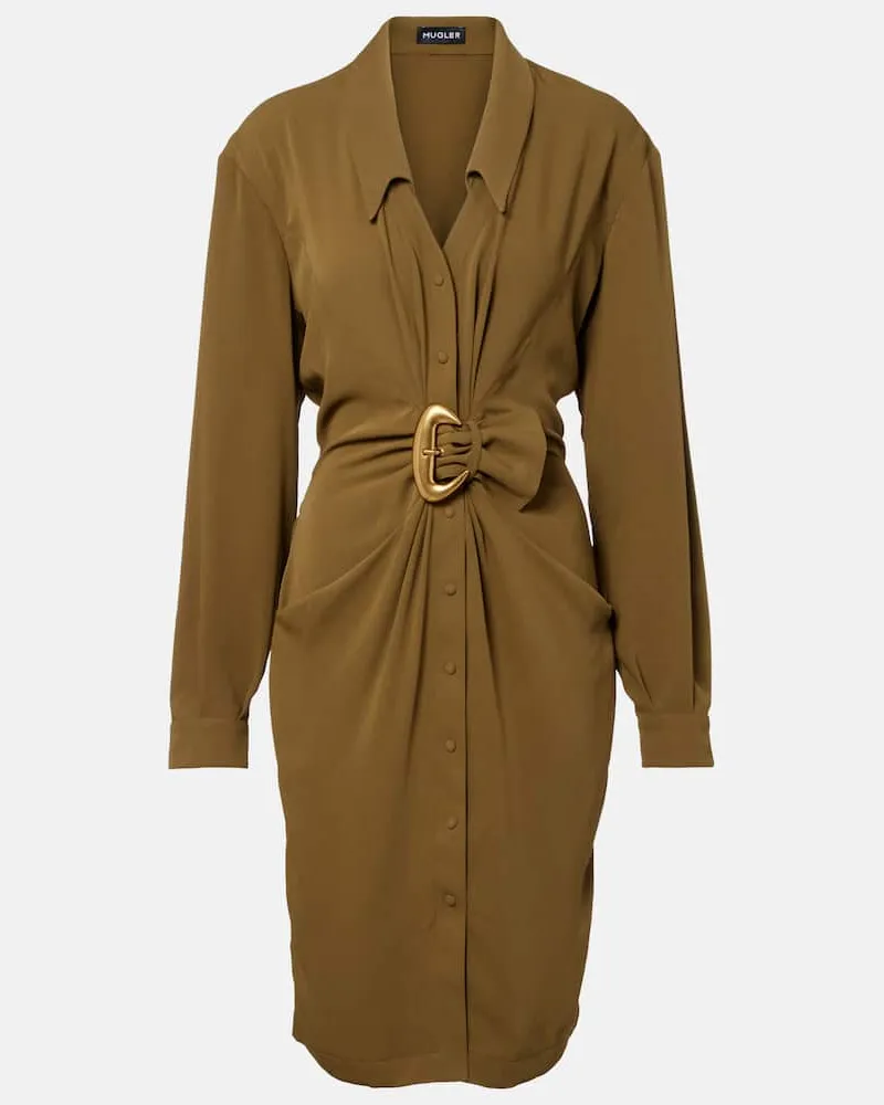 Thierry Mugler Hemdblusenkleid re/edit Cow-boys aus Crêpe-Twill Grün