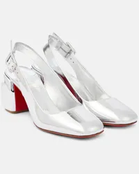 Christian Louboutin Slingback-Pumps Minny 70 aus Metallic-Leder Silber