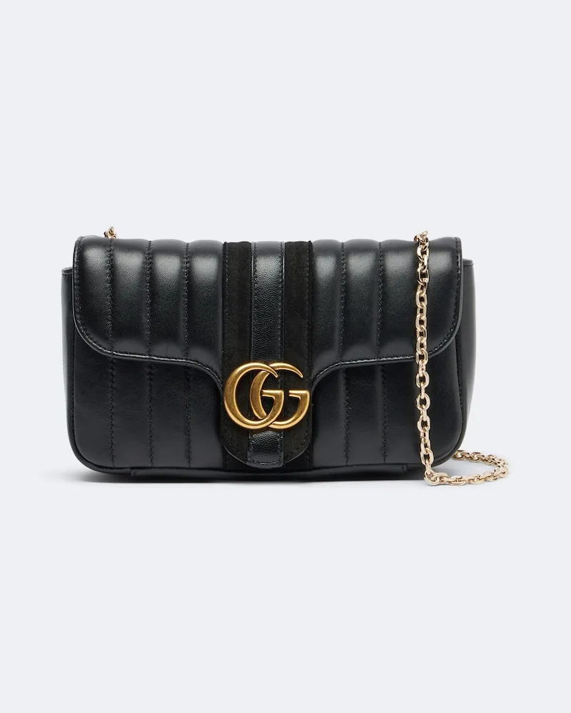Gucci Schultertasche Jetset GG Marmont Small aus Leder Schwarz