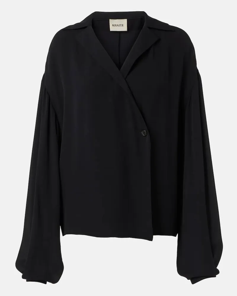 KHAITE Top Ashton aus Seide Schwarz