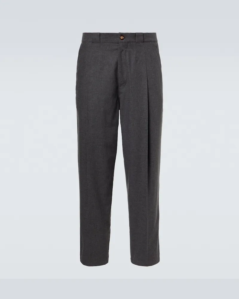 Brunello Cucinelli Hose aus Wolle, Baumwolle und Seide Grau