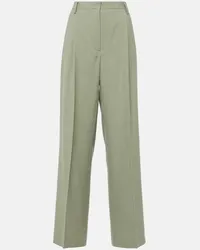 Dries van Noten Gerade Mid-Rise-Hose aus Wolle Gruen