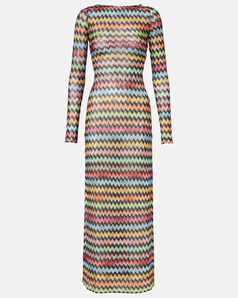 Missoni Maxikleid Zigzag aus Häkelstrick Schwarz