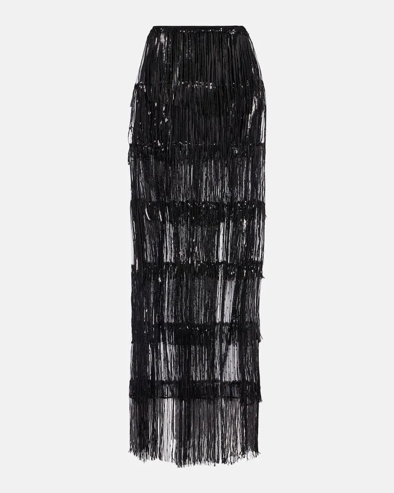 Nina Ricci Maxirock aus Tüll mit Pailletten Schwarz