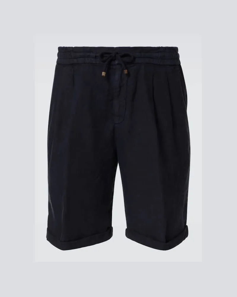 Brunello Cucinelli Shorts aus Leinen Blau