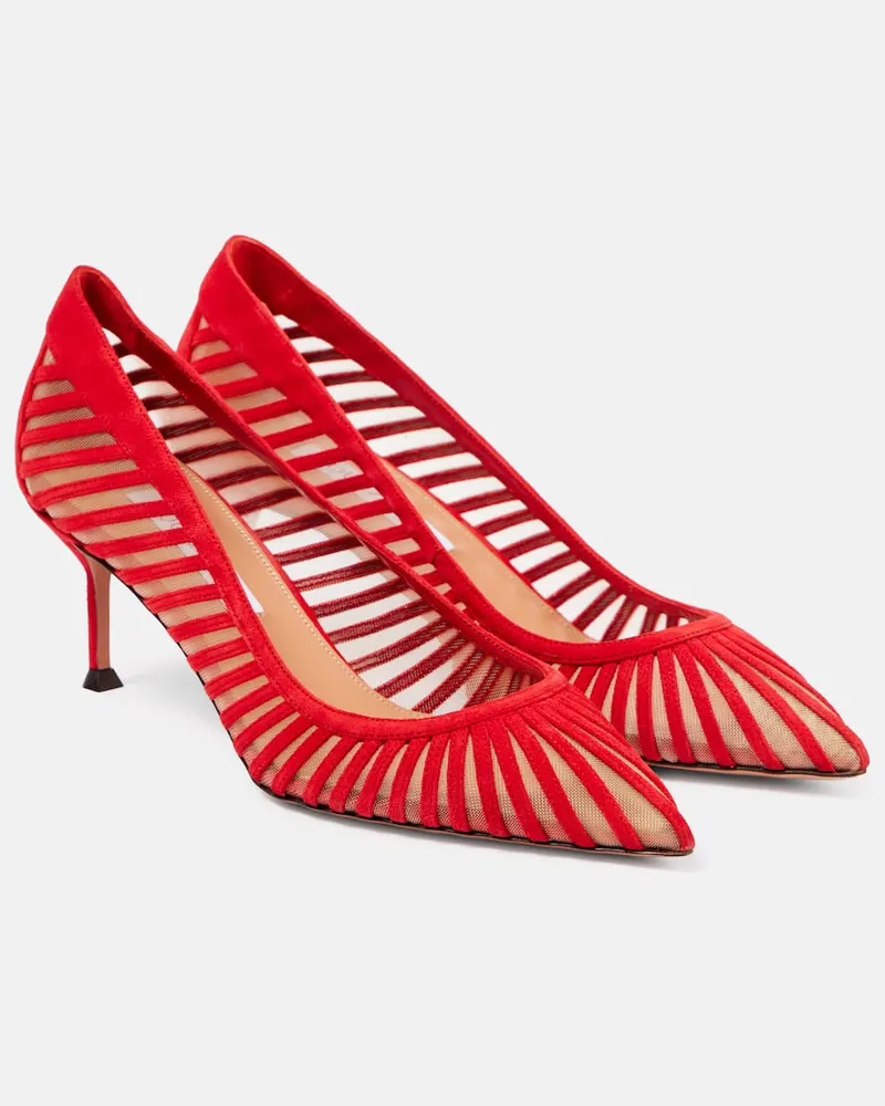 Aquazzura Pumps Passions 65 aus Veloursleder und Mesh Rot