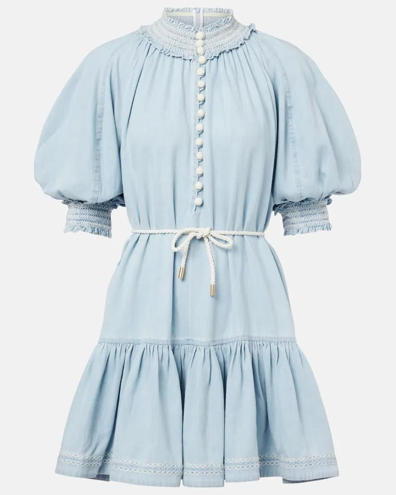 Zimmermann Minikleid Ascension aus Denim Blau