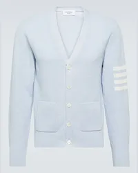 Thom Browne Cardigan 4-Bar aus Leinen und Baumwolle Blau