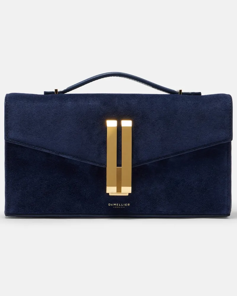 DeMELLIER Clutch Vancouver aus Veloursleder mit Leder Blau