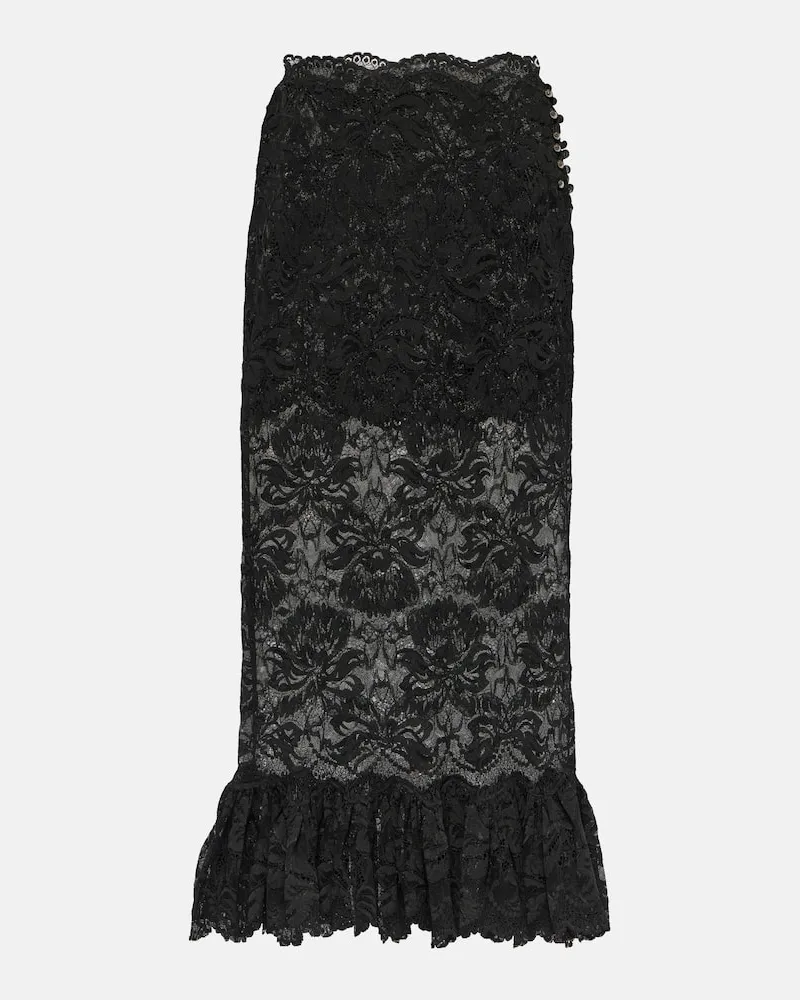 Paco Rabanne Midirock aus Spitze Schwarz