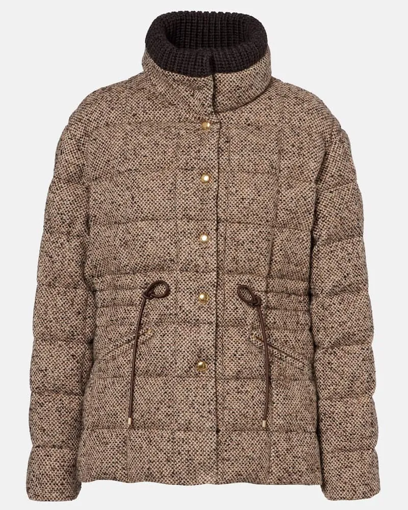 Moncler Daunenjacke Antigony aus einem Wollgemisch Braun