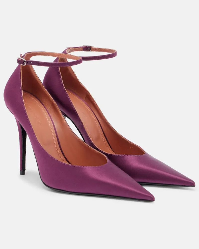 Amina Muaddi Pumps Anoke 105 aus Satin Lila