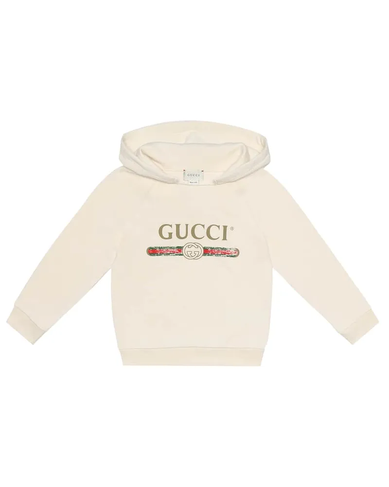 Gucci Bedruckter Hoodie aus Baumwolle Weiß