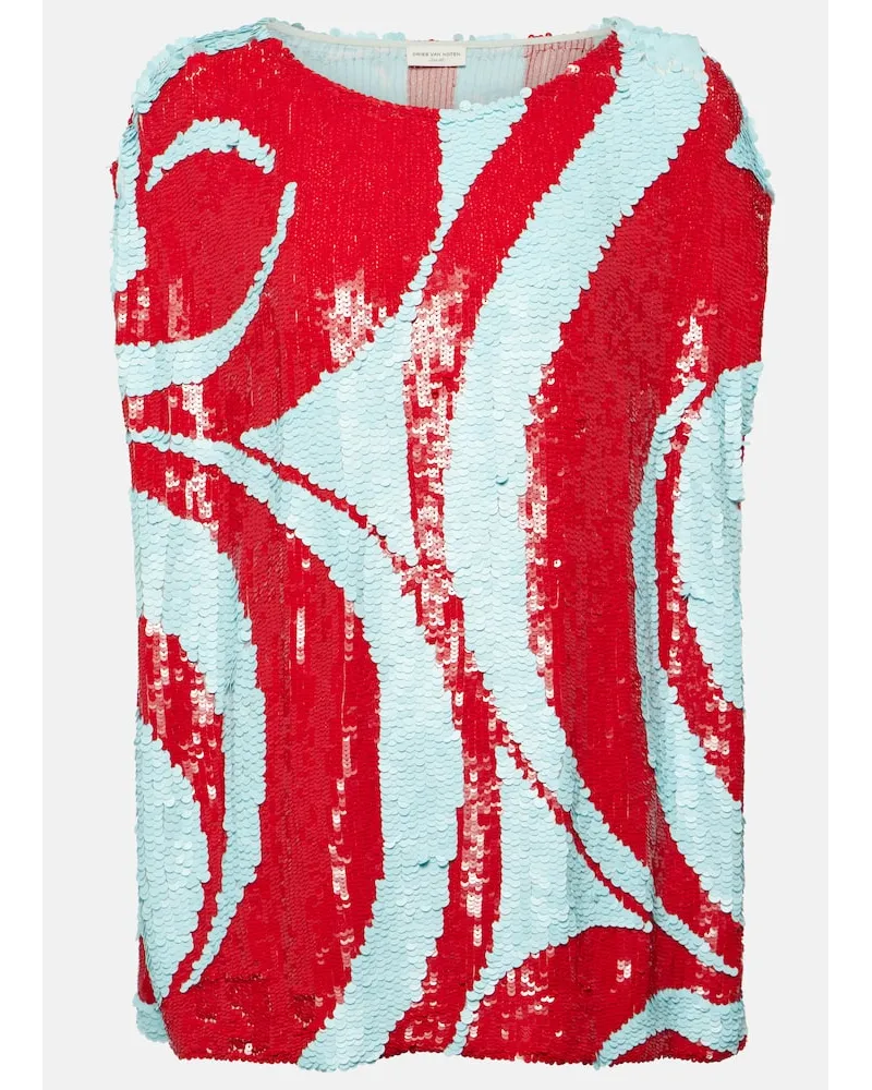 Dries van Noten Top mit Pailletten Rot