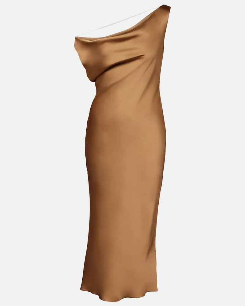 Norma Kamali Midikleid Maria aus Crêpe-Satin Beige