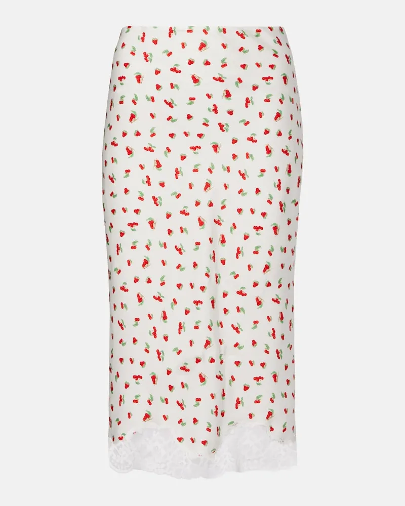 Posse Bedruckter Midirock Fae mit Spitze Weiß