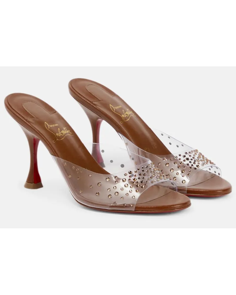 Christian Louboutin Nudes Verzierte Pantoletten Degramule Braun