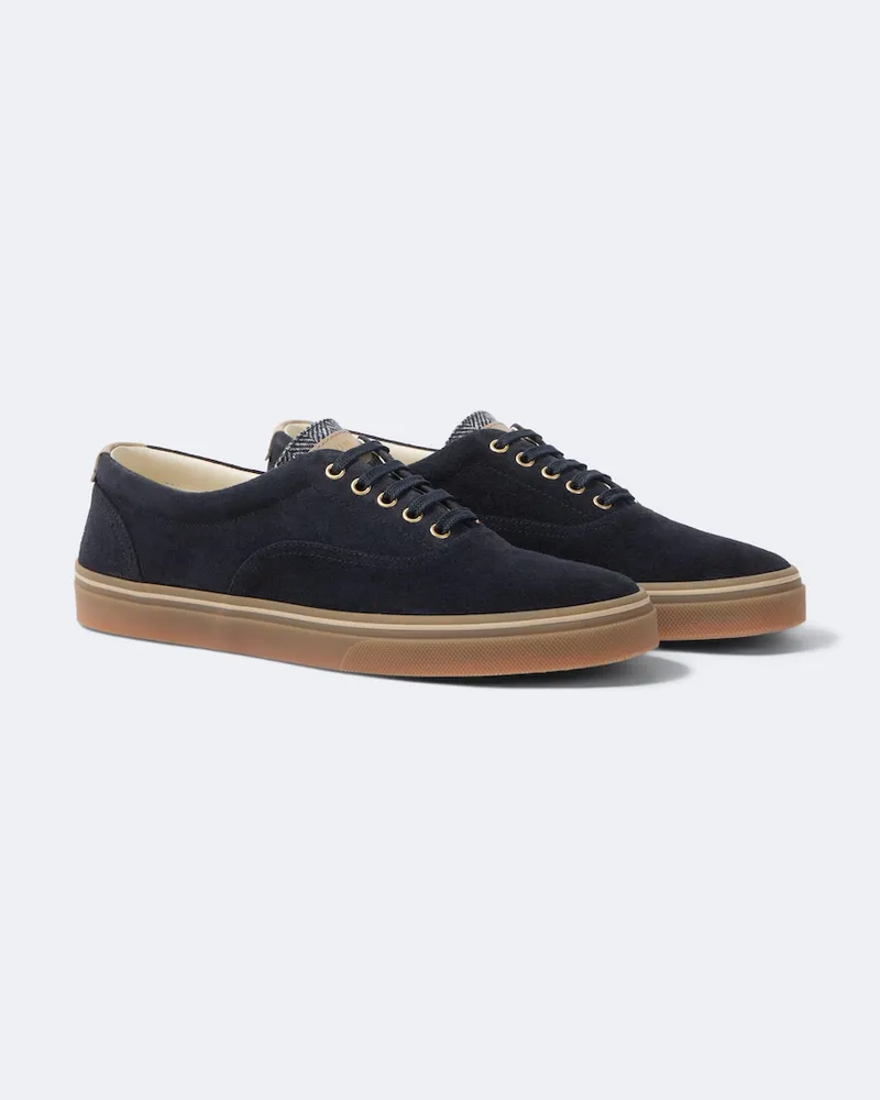 Brunello Cucinelli Sneakers aus Veloursleder und Leder Blau