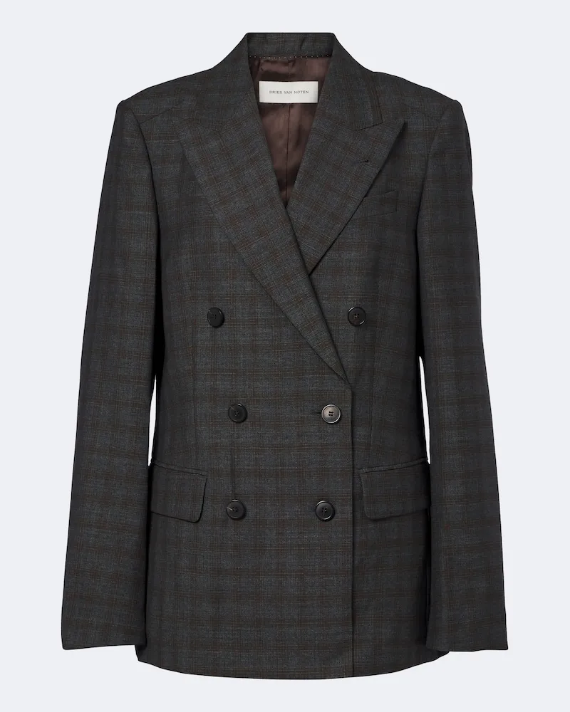 Dries van Noten Karierter Blazer aus Wolle Braun