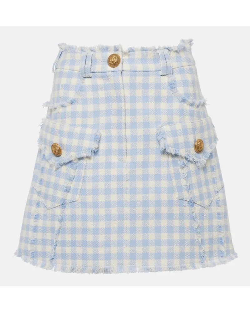 Balmain Minirock aus Tweed Blau