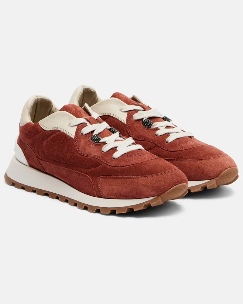 Brunello Cucinelli Sneakers Monili aus Veloursleder Braun