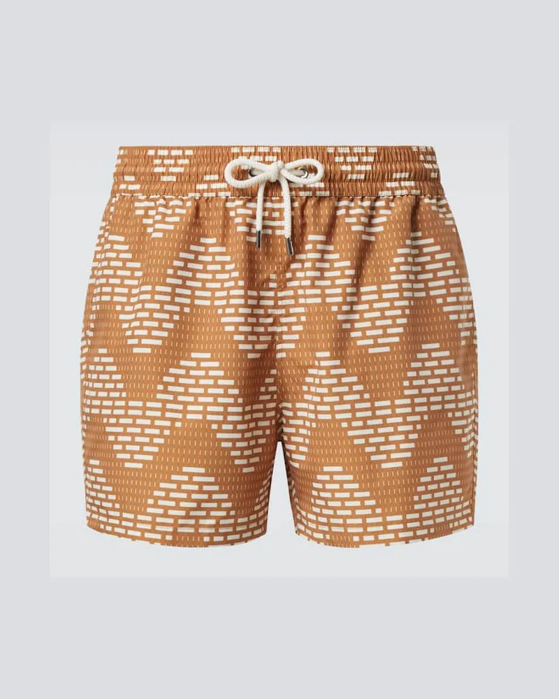 Frescobol Carioca Bedruckte Badeshorts Rio Braun