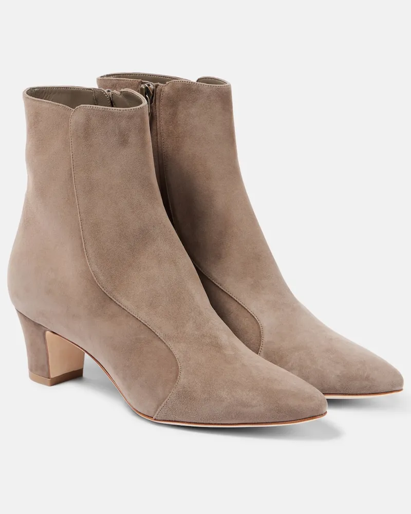 Manolo Blahnik Ankle Boots Myconia 50 aus Veloursleder Beige