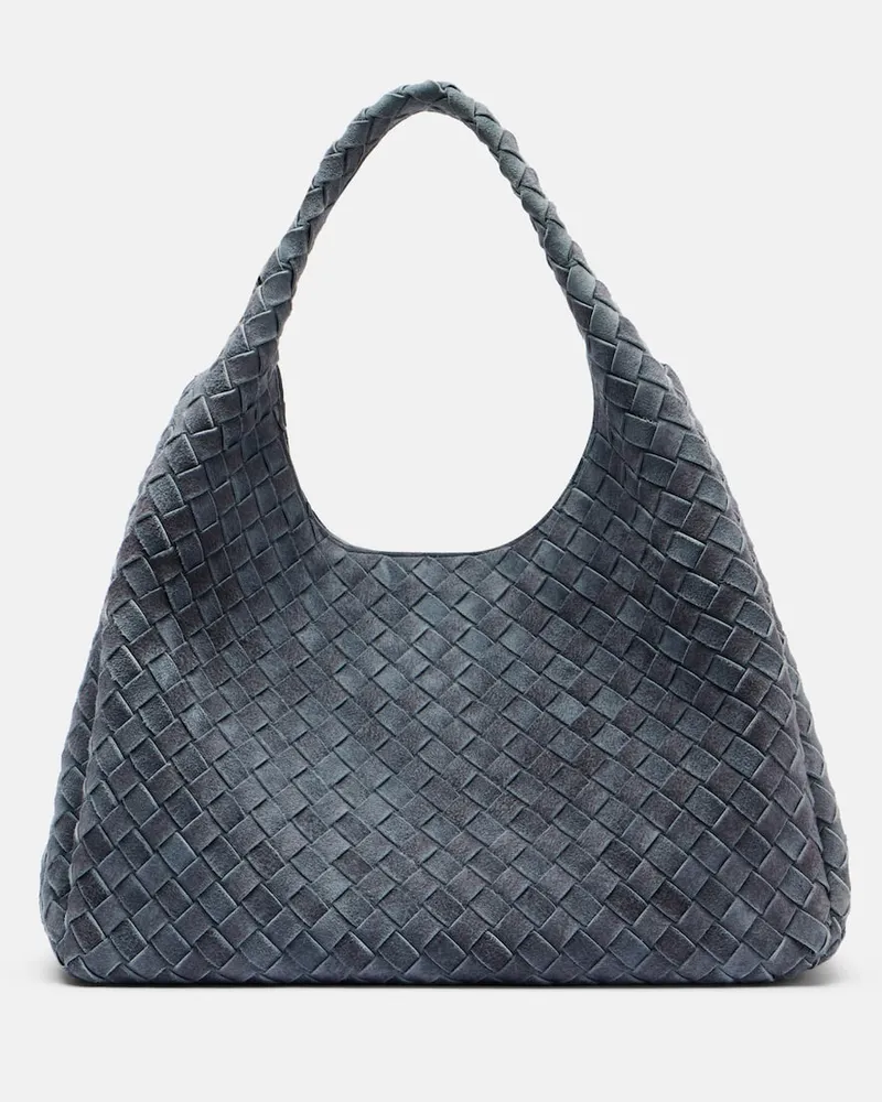 Bottega Veneta Tote Bag Campana Large aus Veloursleder Grau