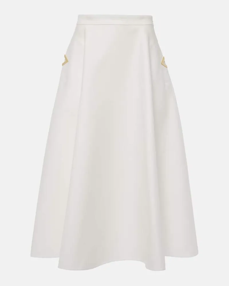 Valentino Garavani Midirock VGold aus Baumwoll-Gabardine Weiß