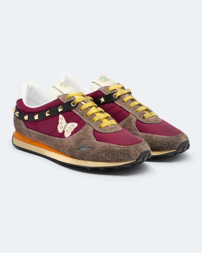 Valentino Garavani Bestickte Sneakers Stud Up mit Veloursleder Multicolor