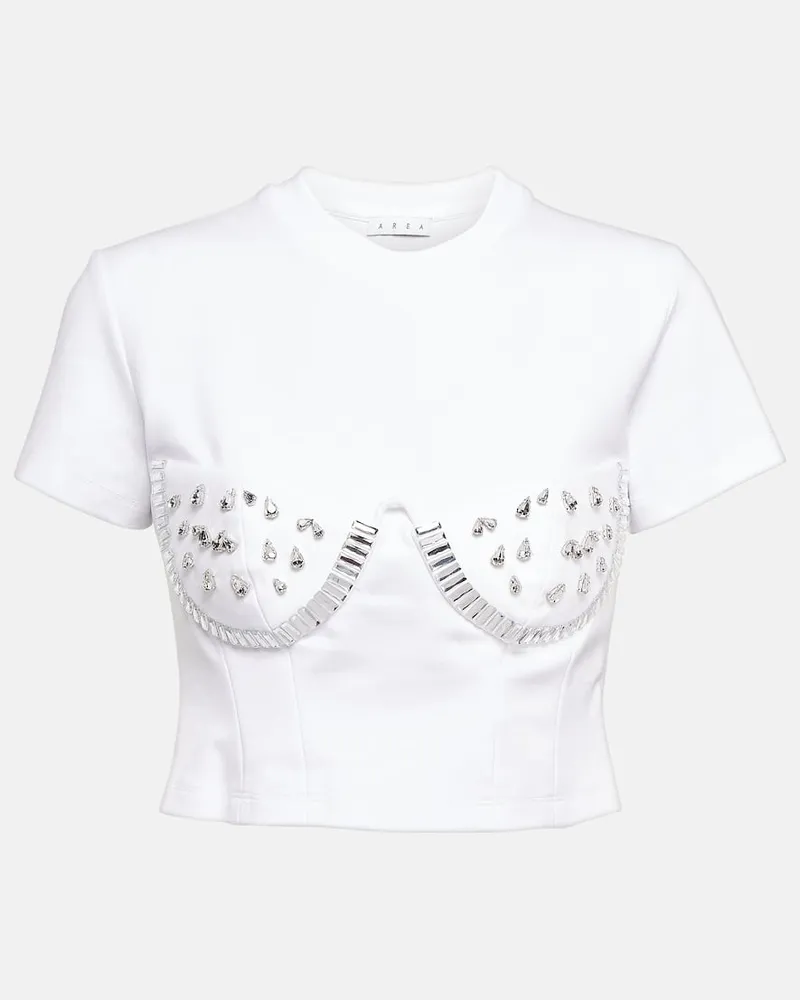 Area Verziertes T-Shirt aus Jersey Weiß