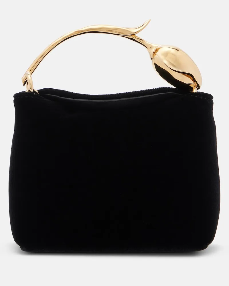 Erdem Tasche Bloom Micro aus Samt Schwarz