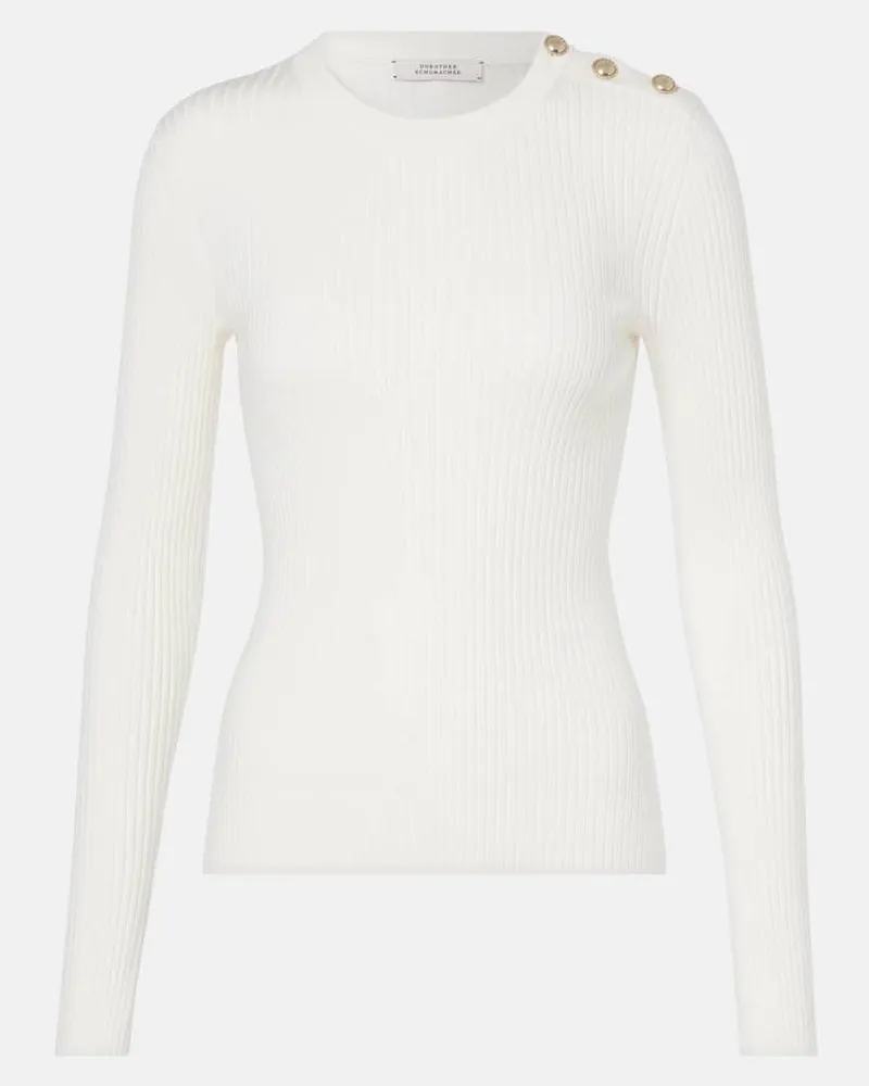 Dorothee Schumacher Pullover Essential Ease aus Wolle und Seide Weiß