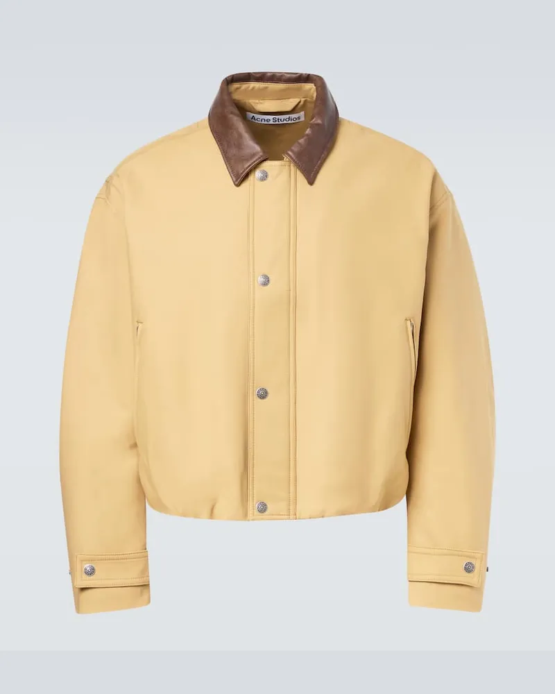 Acne Studios Blouson aus Baumwollsatin mit Leder Beige
