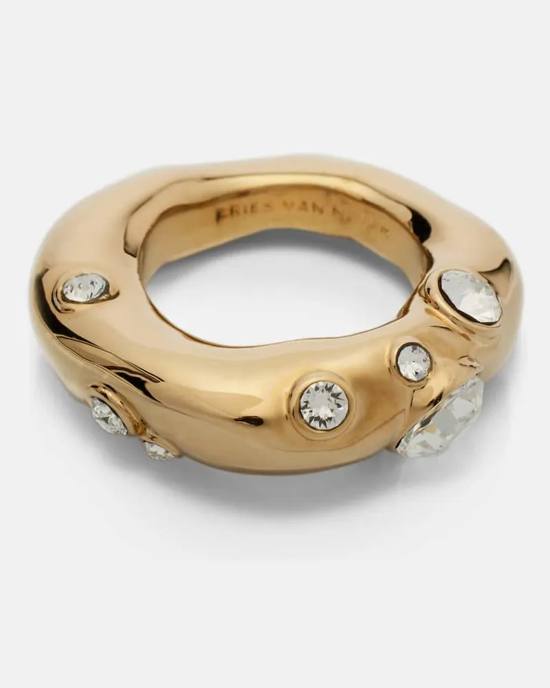 Dries van Noten Ring mit Kristallen Gold