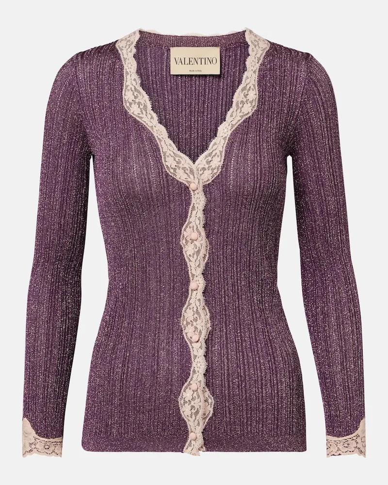 Valentino Garavani Cardigan mit Spitze Violett