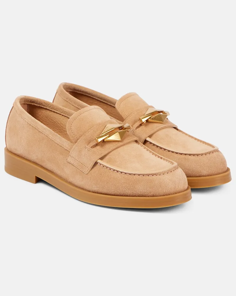 Jimmy Choo Loafers Maddie Diamond aus Veloursleder Braun