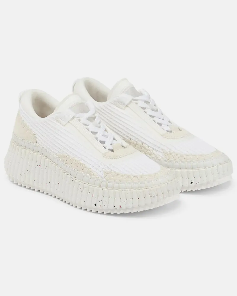 Chloé Chloé Plateau-Sneakers Nama mit Veloursleder Weiß