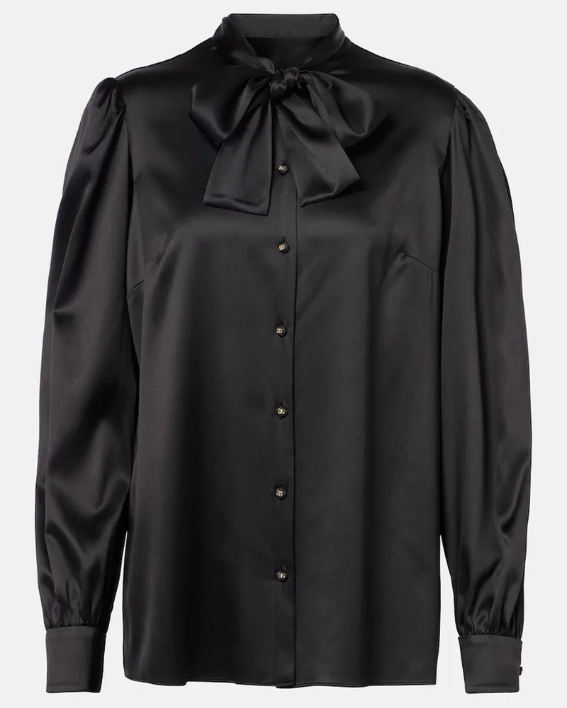 Dolce & Gabbana Schluppenbluse aus Satin Schwarz