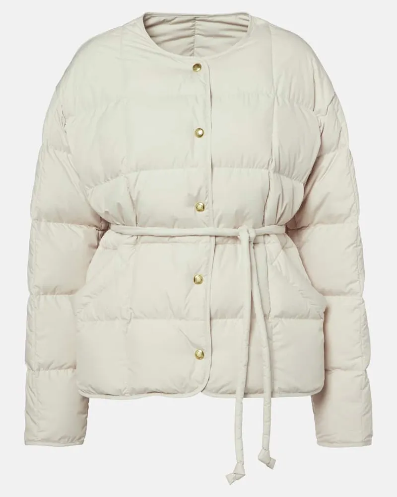 Moncler Daunenjacke mit Leder Weiß