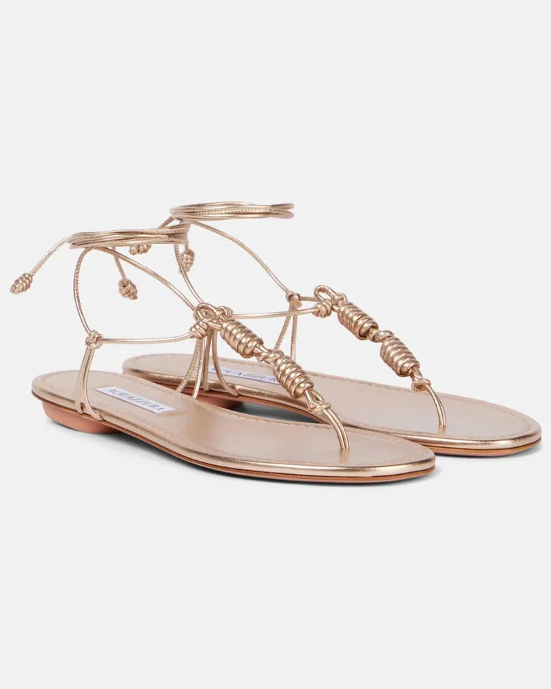 Aquazzura Sandalen Oaxaca aus Metallic-Leder Gold