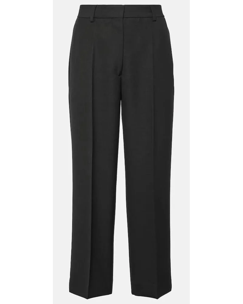 Totême Gerade Cropped-Hose Schwarz