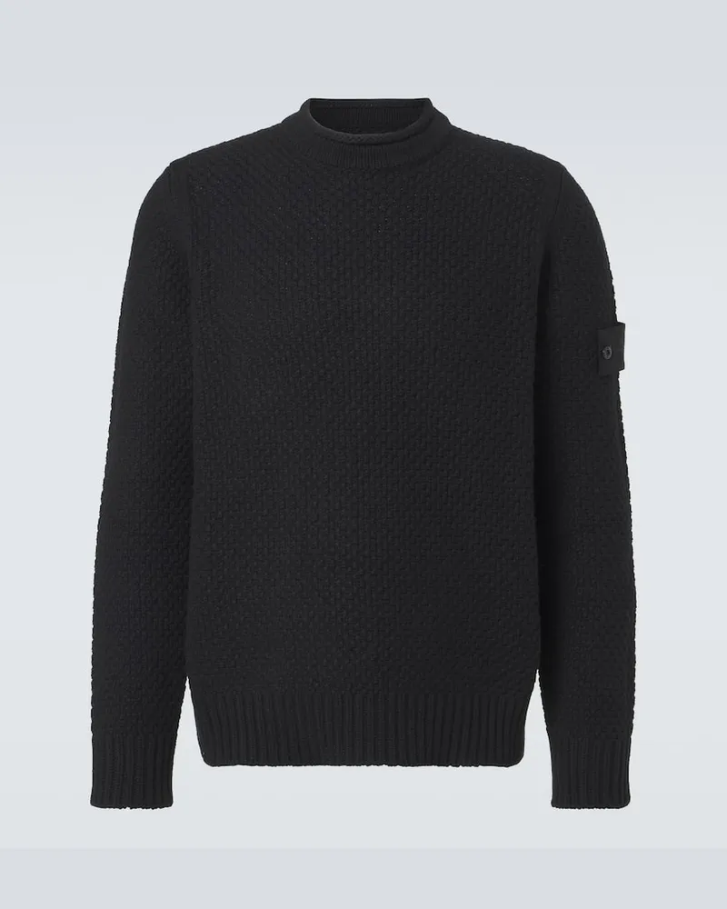 Stone Island Pullover Compass aus Wolle Schwarz