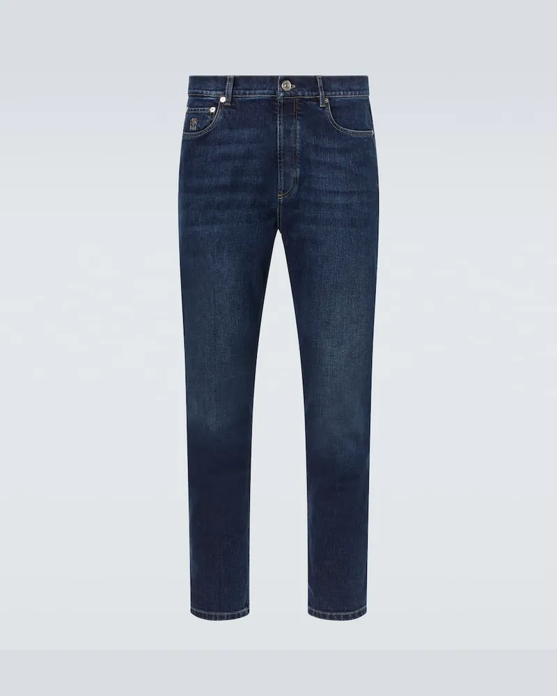 Brunello Cucinelli Mid-Rise Slim Jeans Blau