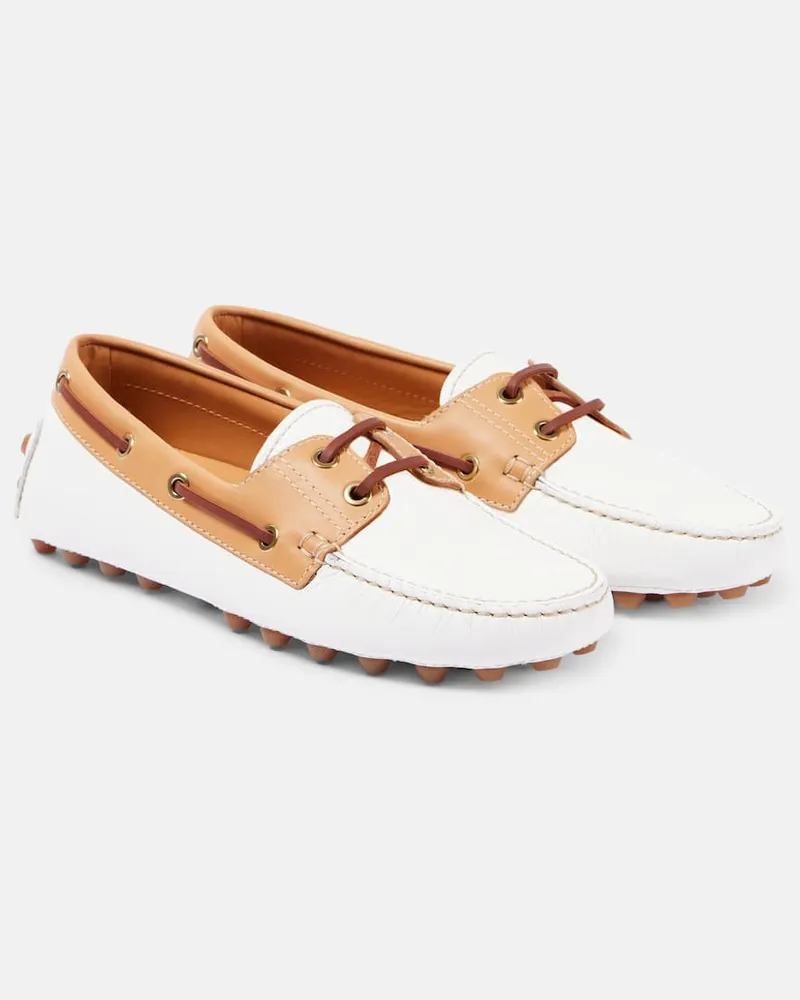 TOD'S Segelschuhe Gommino Bubble aus Leder Weiß