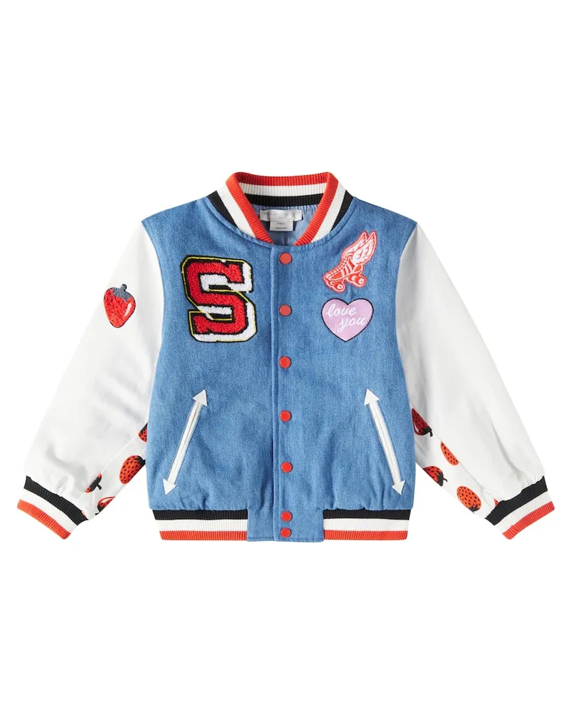 Stella McCartney Kids Collegejacke aus Denim Blau